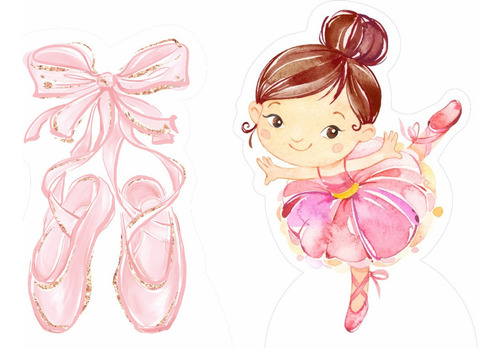 Kit Decoração Display De Chão Bailarina Aquarela E Sapatilha