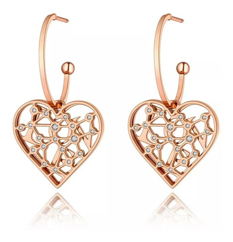 Aretes De Corazón Amor Acero Inoxidable  Circonia Cubica