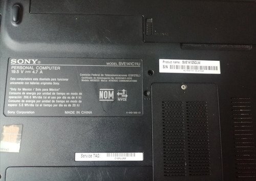 Laptop Sony Vaio Core I5 Sve141c11u Para Reparar (Usado)