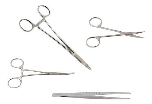 Kit De Instrumentais Cirúrgicos C Pinça E Tesoura Curva
