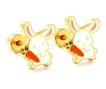 Comprar Aretes Niñas Tapa Tambor Acero Inoxidable Conejito Zanahoria
