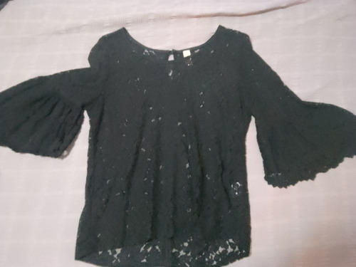 Blusa De Encaje Manga 3/4 Marca Zoom, Talle L