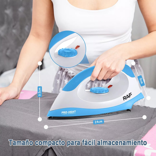 Plancha De Vapor Portátil Eléctrica Con Antiadherente Azul