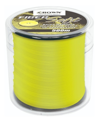 Linha Mono Crown Fiber Soft Yellow 0,43 mm 37 libras/16,8 kg - 500 m