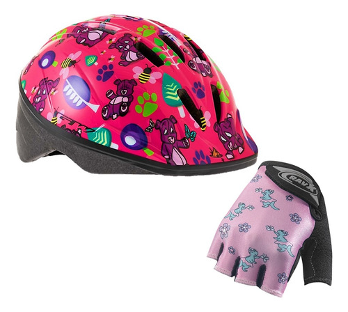 Casco Niña + Guante Gel Bicicleta Patines Skate Monopatin