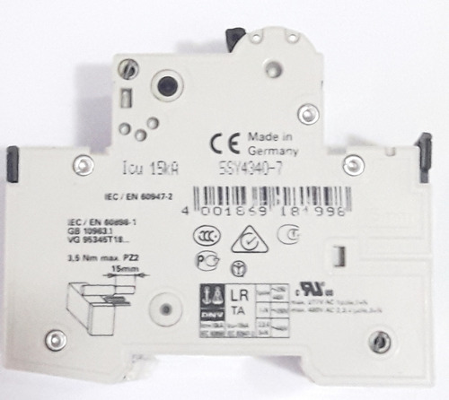 Disjuntor 5sy4 104-7 4 A Curva C Unipolar Siemens