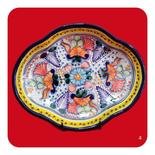 Imagen 9 de 9 de Charola Pavera Mediana De Talavera Poblana Colores Chr
