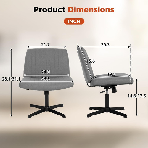 Silla De Escritorio Giratoria Ajustable Muy Cómoda De Tela Gris Claro Tela