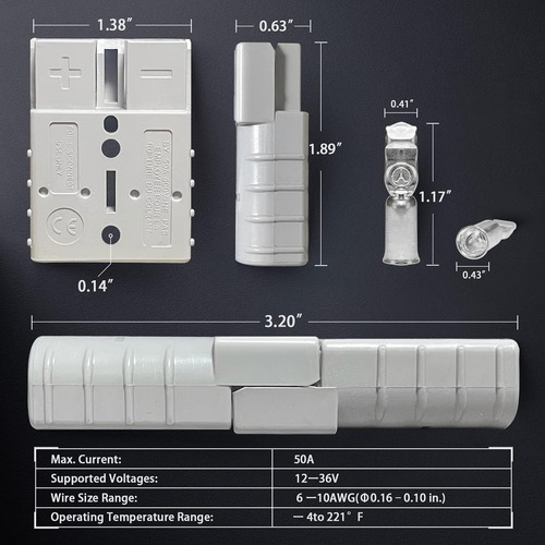 Batería De 6-10, Conector Rápido 50a 12-36v, Batería De Des