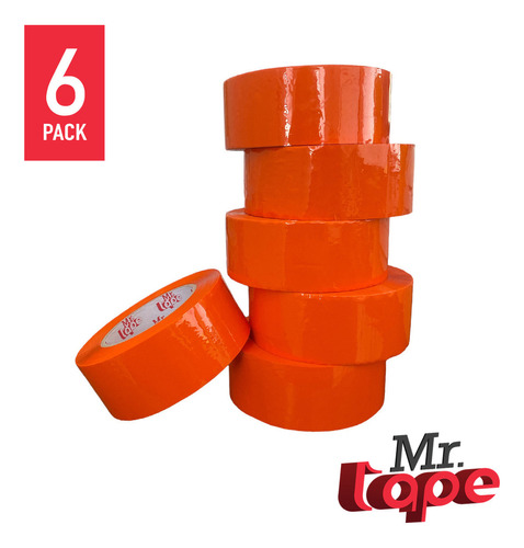 Cinta Adhesiva Empaque Naranja Mr Tape 48mmx150m 6 Piezas