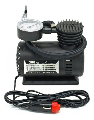 Compresor De Aire Mini Para Llanta 300psi Portátil 12v Color Negro