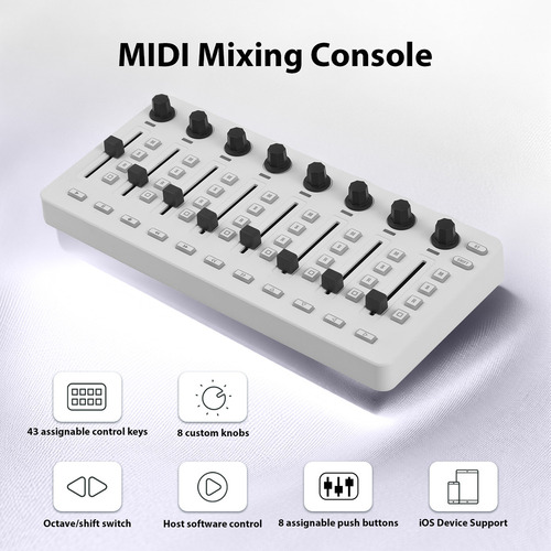 Console De Mixagem Midi Controller Midi Com 43 Botões 8 Botõ