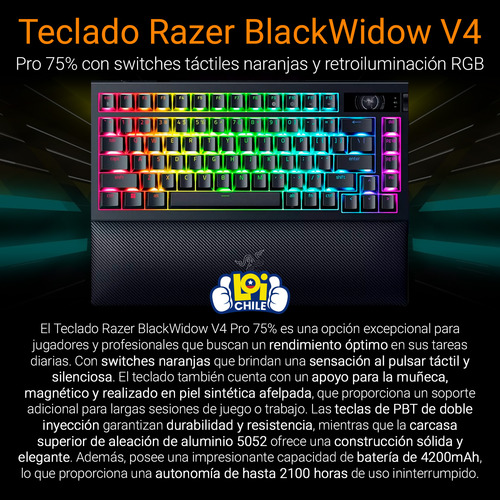 Teclado Gamer Razer Blackwidow V4 Pro 75% Inalámbrico Us