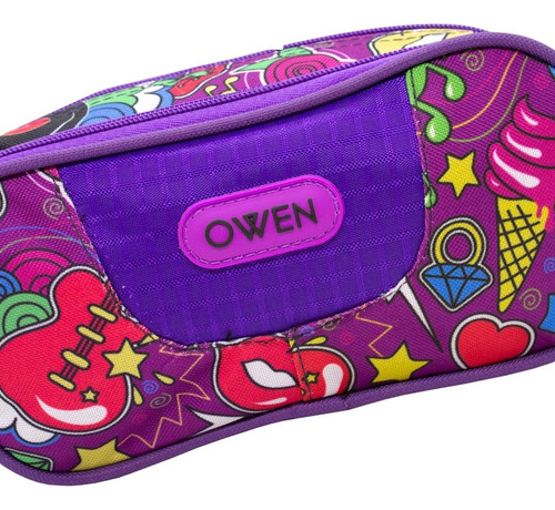 Owen Cartuchera Escolar Infantil Doble Cierre Owca60005 Color Violeta