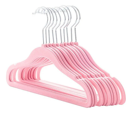 Pack 200 Percha Felpa Terciopelo Rosa Antideslizantes Niños