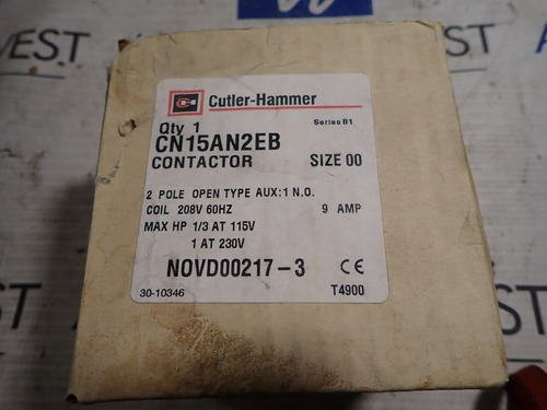 New Cutler Hammer Cn15an2eb Size 00 Contactor 208 Coil 9 Dde