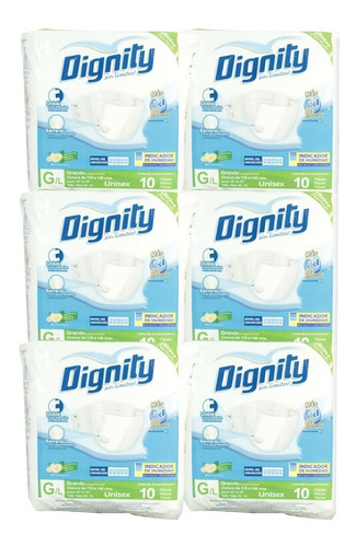 Caja De Pañal De Adulto Dignity Grande 6 Paquetes (60 Pzs)