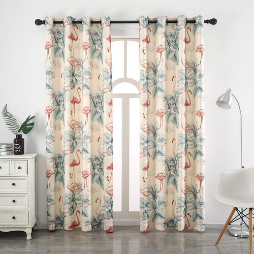 Autumn Dream Cortinas Opacas Blancas Con Patrn De Flamenco,