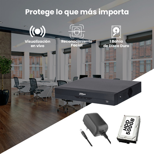 Kit Cronos Dvr Dahua Xvr5108hs-i3-500 8 Canales 5mp Lite Wizsense Con Ia +hdd 500gb H.265+ 8 Canales Hdcvi+4 Ip Hasta 12 Canales Ip 1 Canal De Reconocimiento Facial Smd Plus Xvr5108hs Protección Cctv