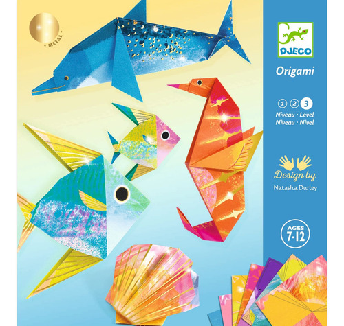 Origami Animales Marinos Metalizados Nivel 3 Djeco +7 Años
