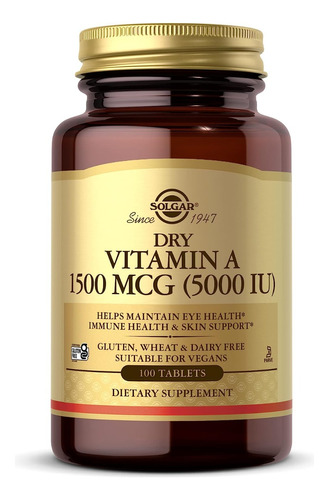Vitamina A Seca, 5000 Iu 100 Tabletas Solgar