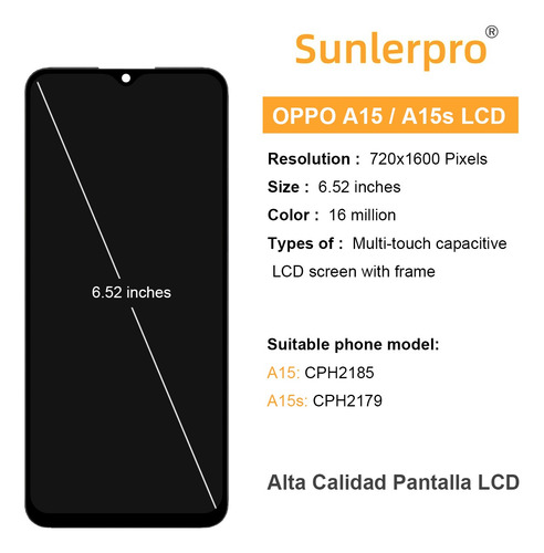 Para Oppo A15/ A15s Cph2185 Cph2179 Pantalla Lcd Con Marco