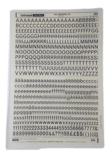 Letraset Decalque 25 X 38cm Letras Adesivas 10.1mm Altura