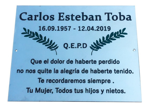 Imagen 9 de 10 de Placa Recordatoria Para Cementerio, 20x15cm Personalizada.