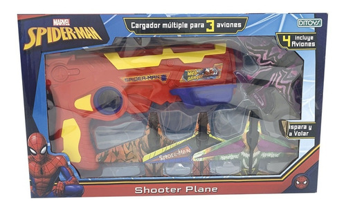 Pistola Spiderman Shooter Plane Lanza Aviones Orig. Ditoys 