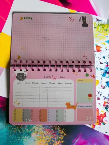 Agenda Planner Planificador Semanal Gatitos Con Espiral