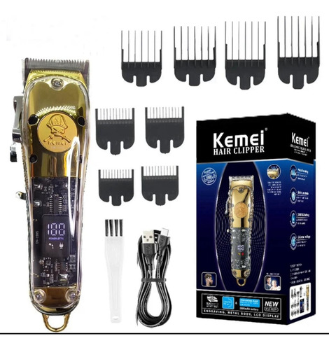 Cortadora De Pelo Kemei Km-1829 Dorada Silenciosa 6900 Rpm