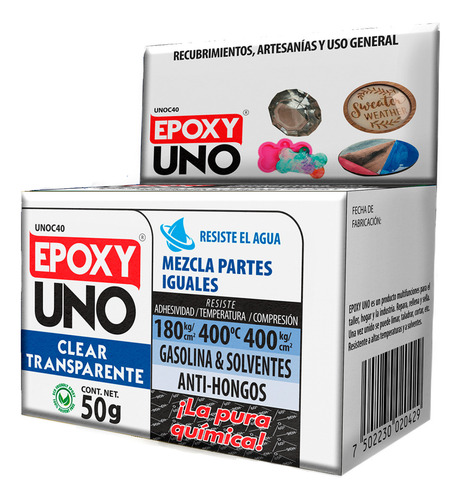 Pegamento Fusion Epoxy Uno Clear Resina Epóxica Transparente, Ideal Para Pisos, Manualidades Y Recubrimientos Alta Resistencia Uv, Perfecta Para Proyectos Creativos Y Decorativos