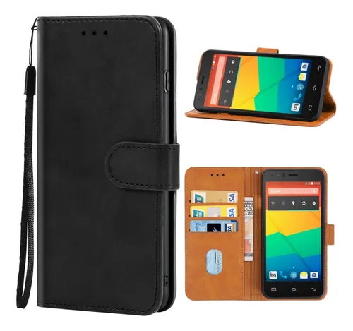 Funda De Teléfono De Piel Negra Para Bq Aquaris E5