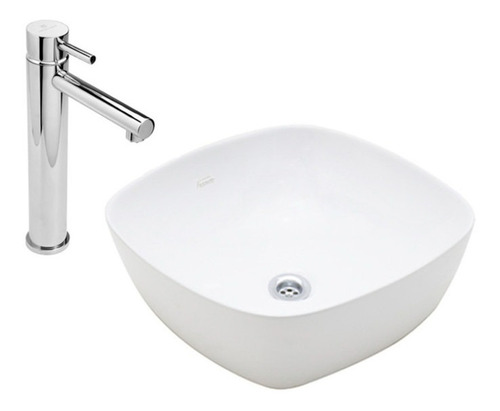 Bacha De Baño Tori Cuadra Y Griferia Estalgrif Arona Cromo