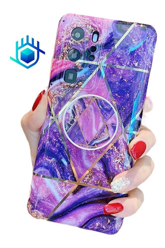 Imagen 4 de 10 de Funda Compatible Con Galaxy +soporte+mica Case Marmol Mujer