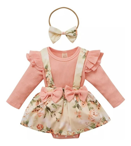 Hermoso Vestido Romper Con Vincha Para Bebé Importado