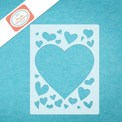 Stencil Corazones 02 Plantilla Reusable Para Manualidades