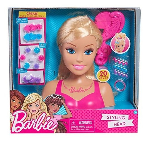 Cabeza De Peinado Pequeña De Barbie: Rubia, Mediana, Rosa