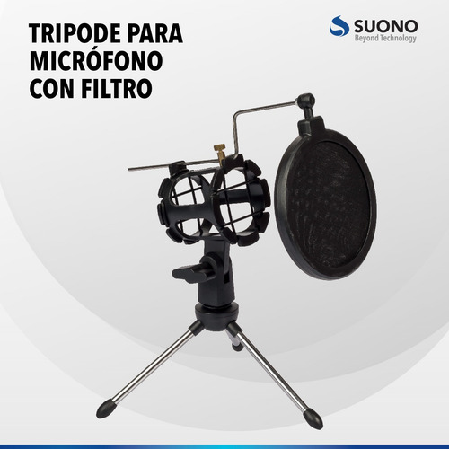 Imagen 3 de 10 de Soporte Suono Tripode Para Microfono Filtro Antipop De Mesa