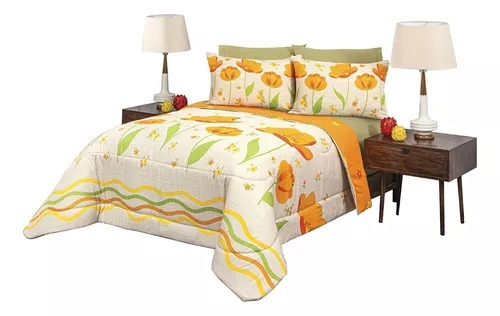 Edredón BLANCOS AZTECA Ultra individual diseño estampado color amarillo y beige de 160cm x 225cm