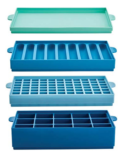 Cubiteras De Silicona Farberware Pro Con Tapa, 4 Pzas., Azul