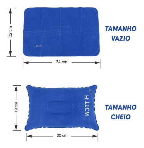 Travesseiro Almofada Inflável Compacta Viagem Camping Vermelho - Dobrável, Leve, Textura Aveludada, 30x19cm, Ideal para Acampamento, Avião, Escritório e Férias