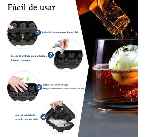 Para 3pcs Bandeja Cubo De Hielo Negro,circulo Y Cubo Y