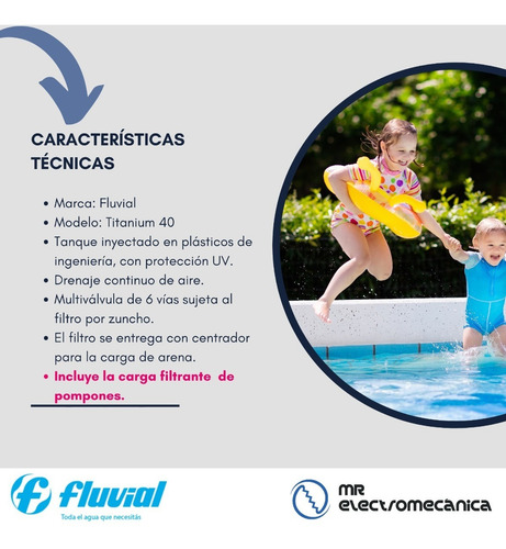Imagen 3 de 10 de Filtro Pileta Fluvial Titanium 40 / 40000 Litros Con Carga!