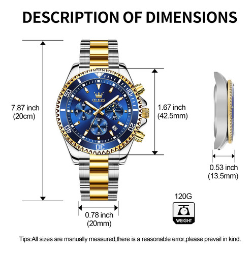 Olevs Reloj Hombres Relojes De Lujo Para Hombres Reloj Azul