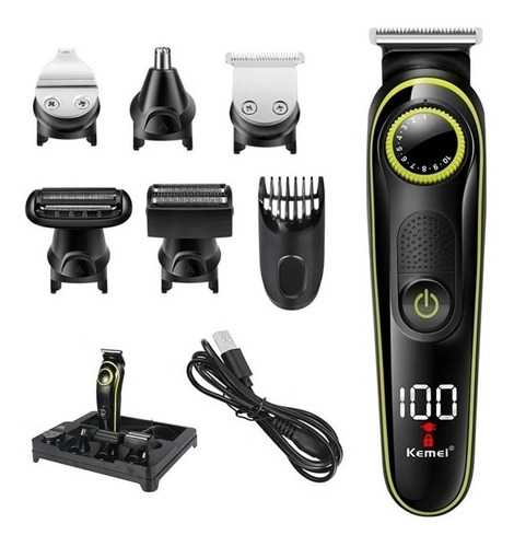 Máquina afeitadora y cortadora de pelo Kemei KM-696 negra