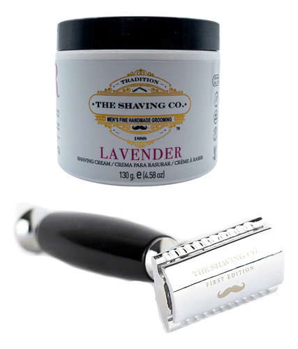 The Shaving Co Kit Crema De Afeitar Lavanda Rastrillo Negro