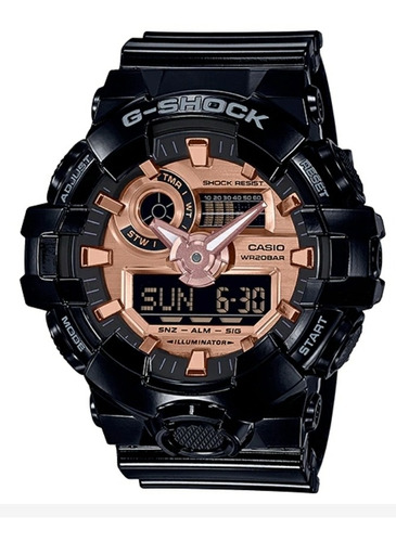 G Shock Ga 700mmc 1adr Original Negro Brillante Con Oro Rosa