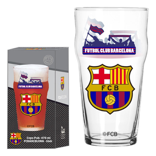 Copo Pub Oficial Futebol Club Barcelona Em Vidro 470ml