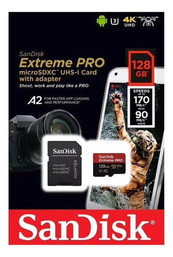 Tarjeta Microsd Sandisk Extreme Pro 128gb Con Adaptador Sd